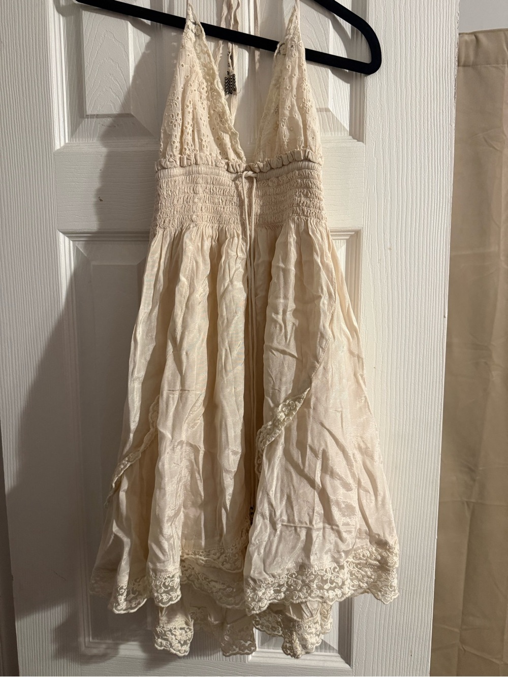 Free People Cream Lace Mini Halter Dress